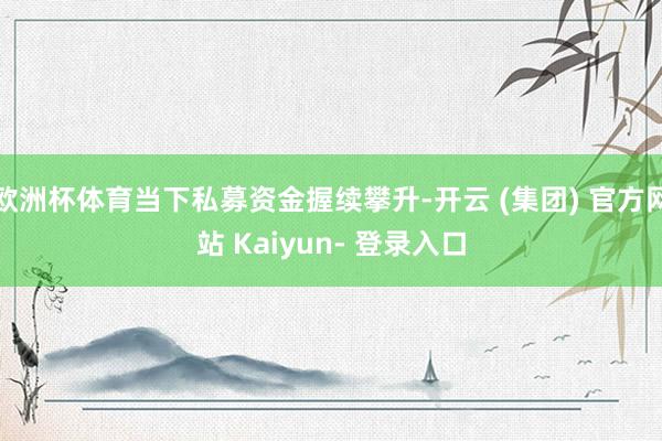 欧洲杯体育当下私募资金握续攀升-开云 (集团) 官方网站 Kaiyun- 登录入口